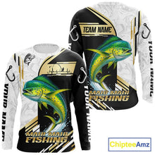 Load image into Gallery viewer, Personalized Mahi Mahi fishing shirts Custom sun protection Dorado fishing team jerseys | Gold NQS11687