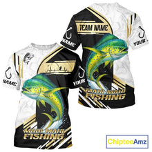 Load image into Gallery viewer, Personalized Mahi Mahi fishing shirts Custom sun protection Dorado fishing team jerseys | Gold NQS11687