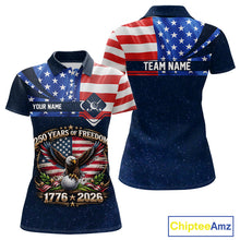 Load image into Gallery viewer, Freedom 250th Anniversary American Flag Golf Polo shirts for Women Custom patriotic team golf outfit NQS11693