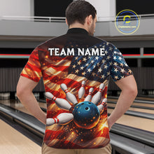 Load image into Gallery viewer, American Flag Bowling Ball and pins Bowling Shirts for Men Custom Patriotic Bowling Team jerseys NQS11698