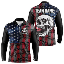 Load image into Gallery viewer, American Flag Skull Camo Bowling Shirt For Men Custom patriotic Team Jersey bowling attire for men NQS9790