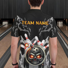 Load image into Gallery viewer, Funny Black and Gray Camo Bowling Shirt For Men Custom Skull Bowling Bomb Team bowling attire for men NQS9792