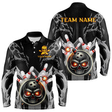 Load image into Gallery viewer, Funny Black and Gray Camo Bowling Shirt For Men Custom Skull Bowling Bomb Team bowling attire for men NQS9792