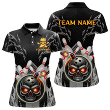 Load image into Gallery viewer, Funny Black and Gray Camo Bowling Shirt For Women Custom Skull Bowling Bomb Team ladies bowling attire NQS9792