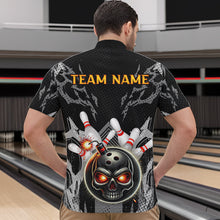 Load image into Gallery viewer, Funny Black and Gray Camo Bowling Shirt For Men Custom Skull Bowling Bomb Team bowling attire for men NQS9792