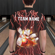 Load image into Gallery viewer, Personalized Red Lightning Thunder Bowling Shirt For Men Custom Bowling Team bowling attire for men NQS9793