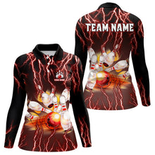 Load image into Gallery viewer, Personalized Red Lightning Thunder Bowling Shirt For Women Custom Bowling Team ladies bowling attire NQS9793