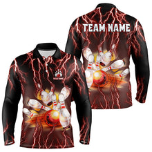 Load image into Gallery viewer, Personalized Red Lightning Thunder Bowling Shirt For Men Custom Bowling Team bowling attire for men NQS9793
