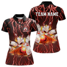 Load image into Gallery viewer, Personalized Red Lightning Thunder Bowling Shirt For Women Custom Bowling Team ladies bowling attire NQS9793