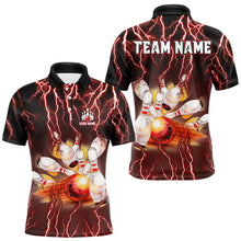 Load image into Gallery viewer, Personalized Red Lightning Thunder Bowling Shirt For Men Custom Bowling Team bowling attire for men NQS9793