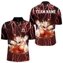 Load image into Gallery viewer, Personalized Red Lightning Thunder Bowling Shirt For Men Custom Bowling Team bowling attire for men NQS9793