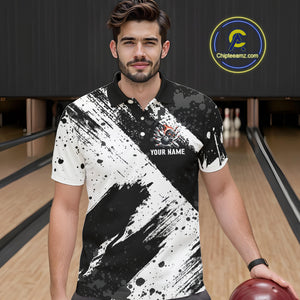 Black and White camo Flame Skull Bowling Shirts For Men Custom Bowling Team Jersey bowlers outfit NQS9795