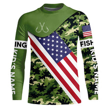 Load image into Gallery viewer, Green camo American flag Custom patriotic performance Fishing Shirts, tournament fishing jerseys NQS7566