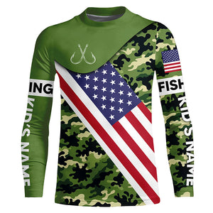 Green camo American flag Custom patriotic performance Fishing Shirts, tournament fishing jerseys NQS7566