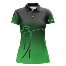 Load image into Gallery viewer, Womens golf polos shirts custom name green gradient golf apparel, coolest polo shirts for ladies NQS7952