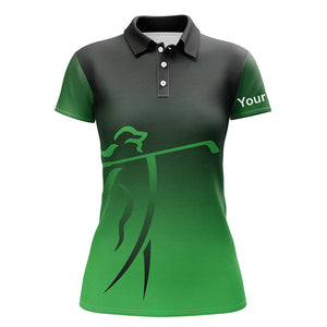 Womens golf polos shirts custom name green gradient golf apparel, coolest polo shirts for ladies NQS7952