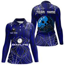 Load image into Gallery viewer, Blue Camo Bowling Polo, 1/4 Quarter zip shirts Custom Spider web Halloween Women Team Bowling jerseys NQS8158