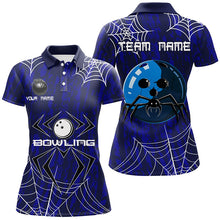 Load image into Gallery viewer, Blue Camo Bowling Polo, 1/4 Quarter zip shirts Custom Spider web Halloween Women Team Bowling jerseys NQS8158