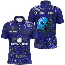 Load image into Gallery viewer, Blue Camo Bowling Polo, 1/4 Quarter zip shirts Custom Spider web Halloween Men Team Bowling jerseys NQS8158