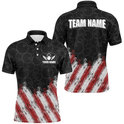 Red, white and black Camo Custom Men Bowling Polo, 1/4 Quarter zip shirts Team Bowling league jerseys NQS8161