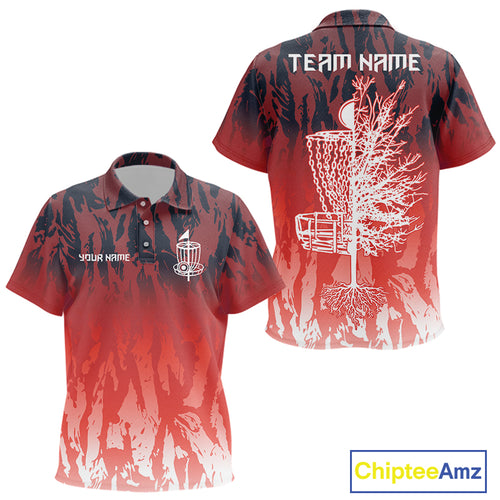 Disc golf basket red camo Kid disc golf polo shirt custom disc golf jerseys team shirts for Kid NQS10347