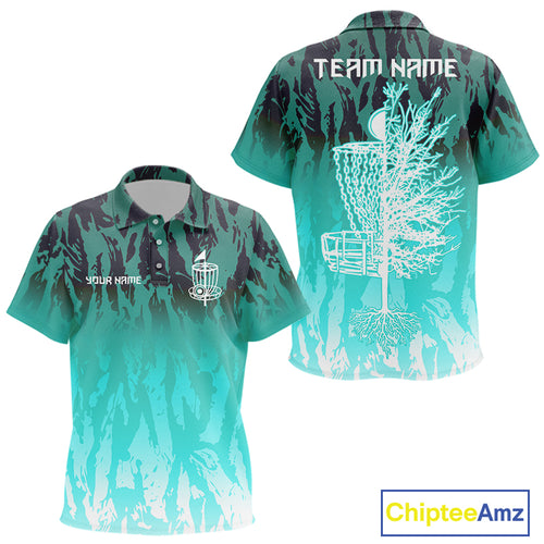 Disc golf basket Cyan Blue camo Kid disc golf polo shirt custom disc golf jerseys team shirts for Kid NQS10348