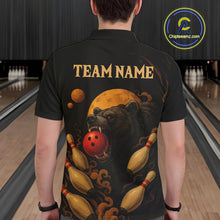 Load image into Gallery viewer, Custom Black Bear Bowling Men Polo, Quarter Zip Shirts Bear Bowling Team Jerseys NQS10781