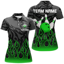Load image into Gallery viewer, Green Flame Fire Womens bowling shirts black camo Bowling Jerseys Personalized Bowling Team Shirts NQS9064