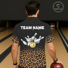 Load image into Gallery viewer, Custom Leopard Hawaiian Bowling Jerseys, Personalized Leopard Bowling Team Button-up shirts NQS11570