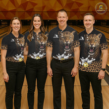 Load image into Gallery viewer, Custom Leopard Bowling Polo, Quarter Zip Jerseys for Women, Personalized Leopard Bowling Team shirts NQS11570