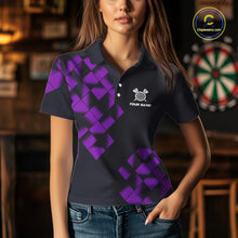 Load image into Gallery viewer, Personalized Black and Purple Darts Board Women Dart Shirts Custom Cool Dart Jersey For Team NQS11568