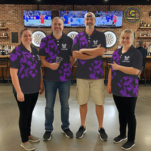 Load image into Gallery viewer, Personalized Black and Purple Darts Board Women Dart Shirts Custom Cool Dart Jersey For Team NQS11568