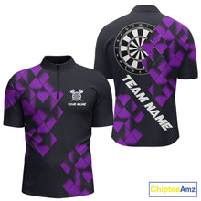 Load image into Gallery viewer, Personalized Black and Purple Dart Board 3D Printed Men Dart Shirts Custom Cool Dart Jerseys For Team NQS11568
