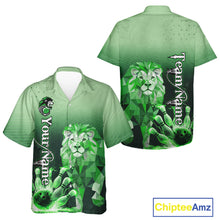 Load image into Gallery viewer, Green Lightning Lion Bowling Hawaiian Shirt Custom Lion Bowling Team jerseys NQS11568