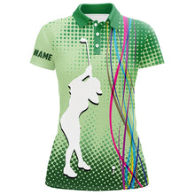 Load image into Gallery viewer, Green pattern Womens golf polo shirts custom sport ladies golf tops, cool golf gifts for women NQS7385
