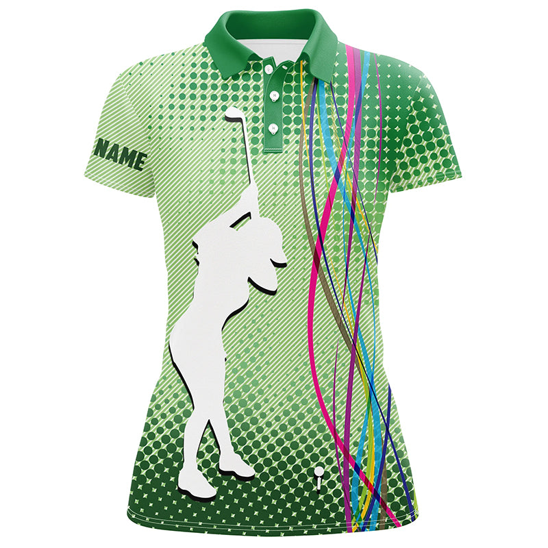 Green pattern Womens golf polo shirts custom sport ladies golf tops, cool golf gifts for women NQS7385