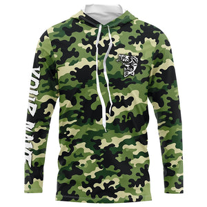 Bass fishing green camouflage Custom bass fishing Shirts jerseys - personalized camo fishing apparel NQS7568