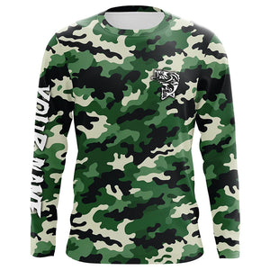 Green camouflage Bass fishing Custom bass fishing Shirts jerseys - personalized camo fishing apparel NQS7569