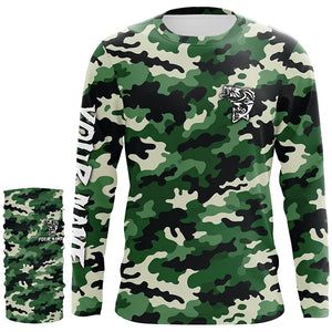 Green camouflage Bass fishing Custom bass fishing Shirts jerseys - personalized camo fishing apparel NQS7569