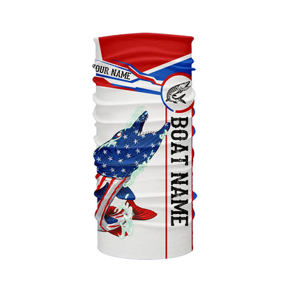 Angry Musky American flag patriotic fishing Custom name and boat name tournament fishing shirts NQS5601