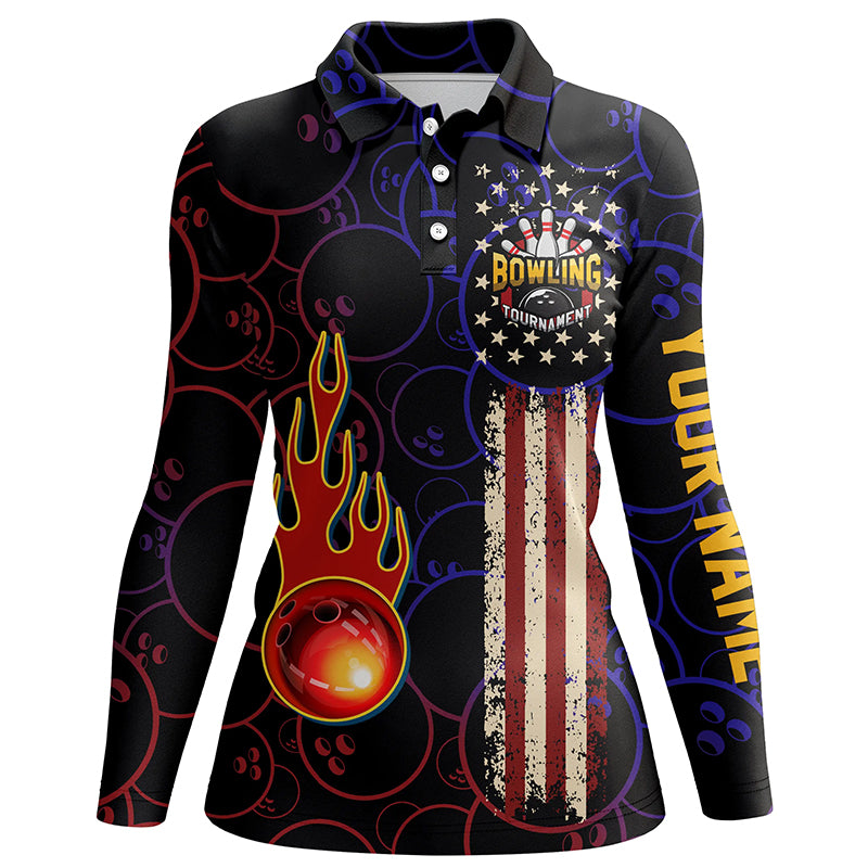 black personalized bowling shirt for women – custom name design side view