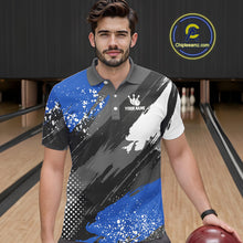 Load image into Gallery viewer, Blue Grunge pattern Bowling Team Shirt For Men Custom Bowling jersey Uniform Bowler Outfits NQS10041