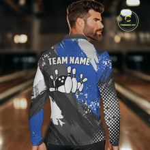 Load image into Gallery viewer, Blue Grunge pattern Bowling Team Shirt For Men Custom Bowling jersey Uniform Bowler Outfits NQS10041