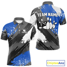 Load image into Gallery viewer, Blue Grunge pattern Bowling Team Shirt For Men Custom Bowling jersey Uniform Bowler Outfits NQS10041