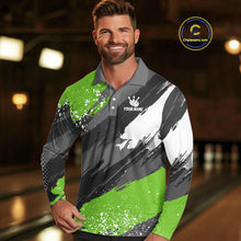 Load image into Gallery viewer, Green Grunge pattern Bowling Team Shirt For Men Custom Bowling jersey Uniform Bowler Outfits NQS10042