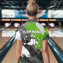 Load image into Gallery viewer, Green Grunge pattern Bowling Team Shirt For Women Custom Bowling jersey Uniform Bowler Outfits NQS10042