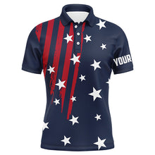 Load image into Gallery viewer, Personalized Navy golf polos shirts for men American flag 4th July custom patriot best men golf wears NQS7959