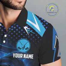 Load image into Gallery viewer, Mens golf polo shirts custom Blue Lightning reaper skull Golf team golf jersey, mens golf attire NQS10206