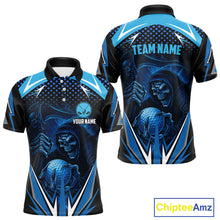 Load image into Gallery viewer, Mens golf polo shirts custom Blue Lightning reaper skull Golf team golf jersey, mens golf attire NQS10206