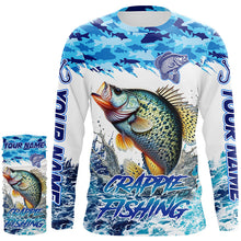 Load image into Gallery viewer, Crappie fishing Blue ocean camo Custom UV protection fishing long sleeve shirt, Crappie Fishing jersey NQS8172